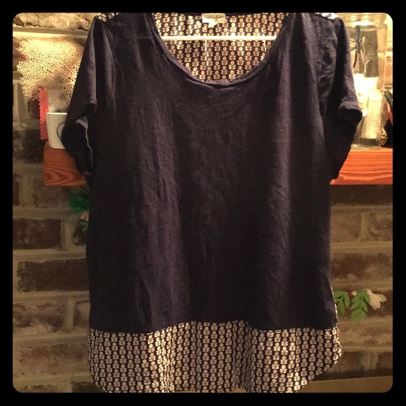 Maison Jules Tops - MAISON JULES silky/cotton panel blouse tee